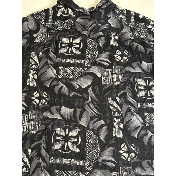 Caribbean JOE Men's Size XL Black White Rayon Button Down SS Hawaiian Shirt - Picture 9 of 10